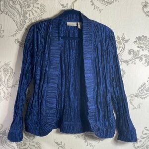 Chico's Royal Ruffle Rhea Open
Crinkle‎ Jacket Size 0 Logan Sapphire